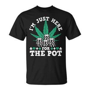 Camiseta I'm Just Here For The Pot Marijuana Poker, negra, para adultos, unisex, manga corta, cuello redondo - Product Image 1