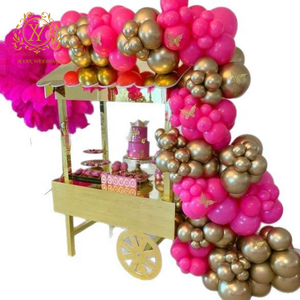 Chariot de présentation de gâteaux et de desserts en acrylique doré pour mariage et fête, vente chaude transfrontalière, avec roues - Product Image 5