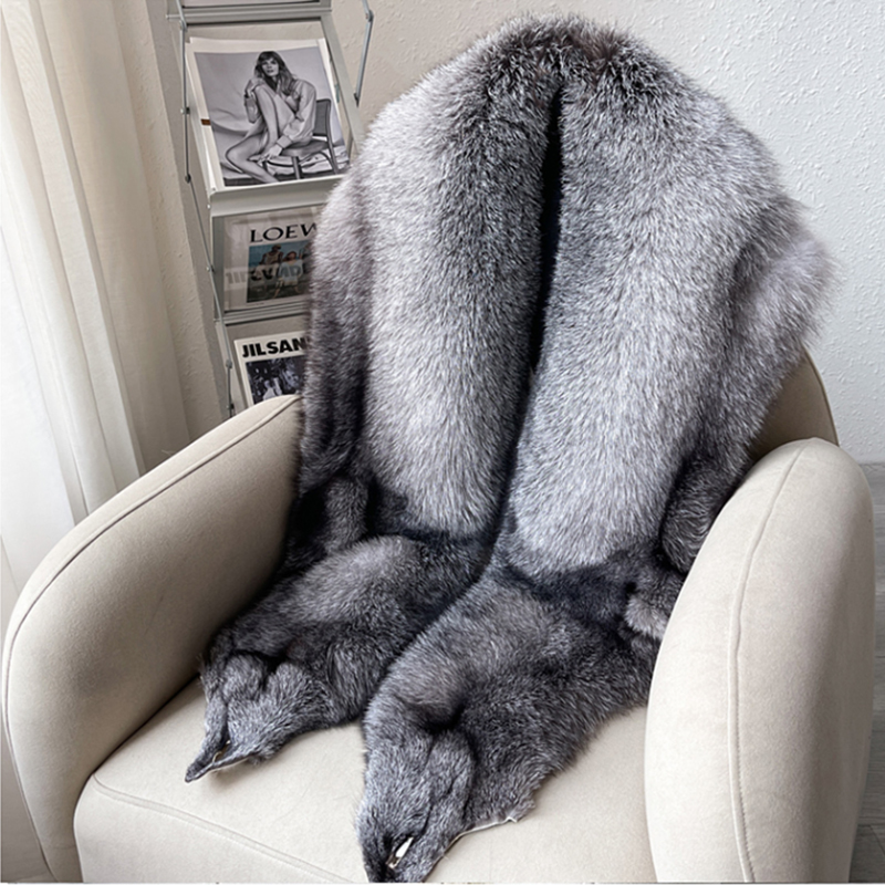 CX-B-02A 2022 черно-бурой лисицы шарф реального роскошный мех на свадебную вечеринку для детей зимняя шаль