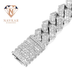 Hip Hop Style Cuban Link Bracelet Fully Sterling Silver Diamond Bracelet Silver Plated Diamond Link Bracelet For <b>Men</b> - Product Image 6