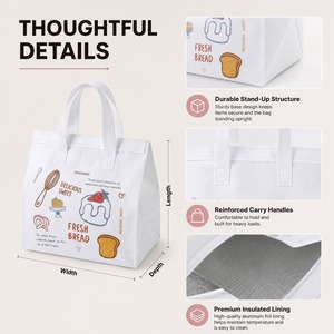 Sac isotherme anti-fuite LANJO avec logo personnalisé, sac à emporter pour restaurant, livraison de gâteaux - Product Image 4