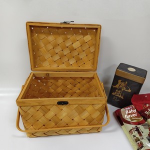 Panier de rangement tressé en bois fait main pour la Fête des Bateaux-Dragons, boîte cadeau Zongzi, 32x22x19cm, modèle 101, poignée unique - Product Image 2