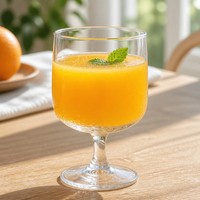 Verre moderne de style Instagram à pied court pour Americano glacé, boissons spéciales et jus de fruits, portable, monocouche