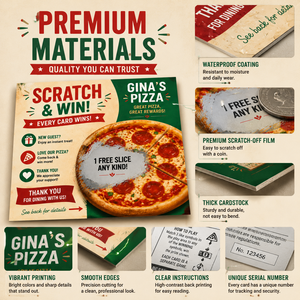 Tarjetas Rasca y Gana Personalizadas para Pizzerías, Impresas en CMYK, Tarjetas de Cupón de Pizza de Cartón para Marketing Empresarial - Product Image 4