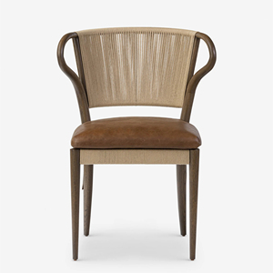 Chaise de salle à manger sans accoudoirs en chêne massif, style dossier à oreilles, siège tressé, design moderne, mobilier de bureau à domicile, panneau en contreplaqué - Product Image 2