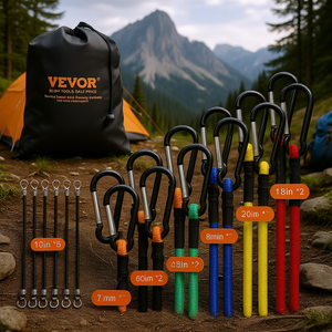 Set di Corde Elastiche Vevor con Moschettoni in Acciaio da 8mm, Resistenti per Uso Esterno, con Sacchetto con Cordoncino - Product Image 2