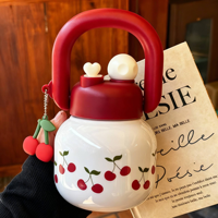 Bouteille d'eau portable de haute qualité, grande capacité, type paille, double ouverture, motif dessin animé, pour enfants, idéale pour les sports de plein air, cadeau parfait