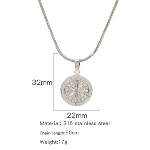 Nuevo Collar con Colgante de Brújula de Acero Inoxidable de Estilo Nórdico para Hombre, Cadena Multicapa, Color Personalizable, Regalo Ecológico - Product Image 5