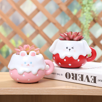 Décoration de maison & Vente en gros Récipients pour plantes de jardin ROOGO Mignon dessin animé Animal Résine Succulent Pots écologiques avec trou de drainage