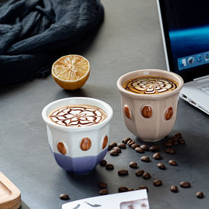 Nuovo arrivo bianco Beige rosa Hotel Home Restaurant Cafe uso Design unico decorazione chicco di caffè porcellana ceramica tazza di tè Cawa - Product Image 2