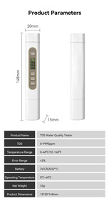 Compteur TDS 2 en 1 ATC de haute qualité Compteur d'eau TDS/TEMP TDS avec sonde de température en métal pour piscine d'eau potable AQUARIUM <span class=keywords><strong>METRE</strong></span> - Product Image 5