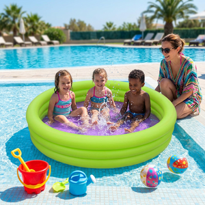 Piscine gonflable pour enfants à trois anneaux, prix d'usine en gros, couleurs assorties, piscine à pagaie, exportation Chine - Product Image 5