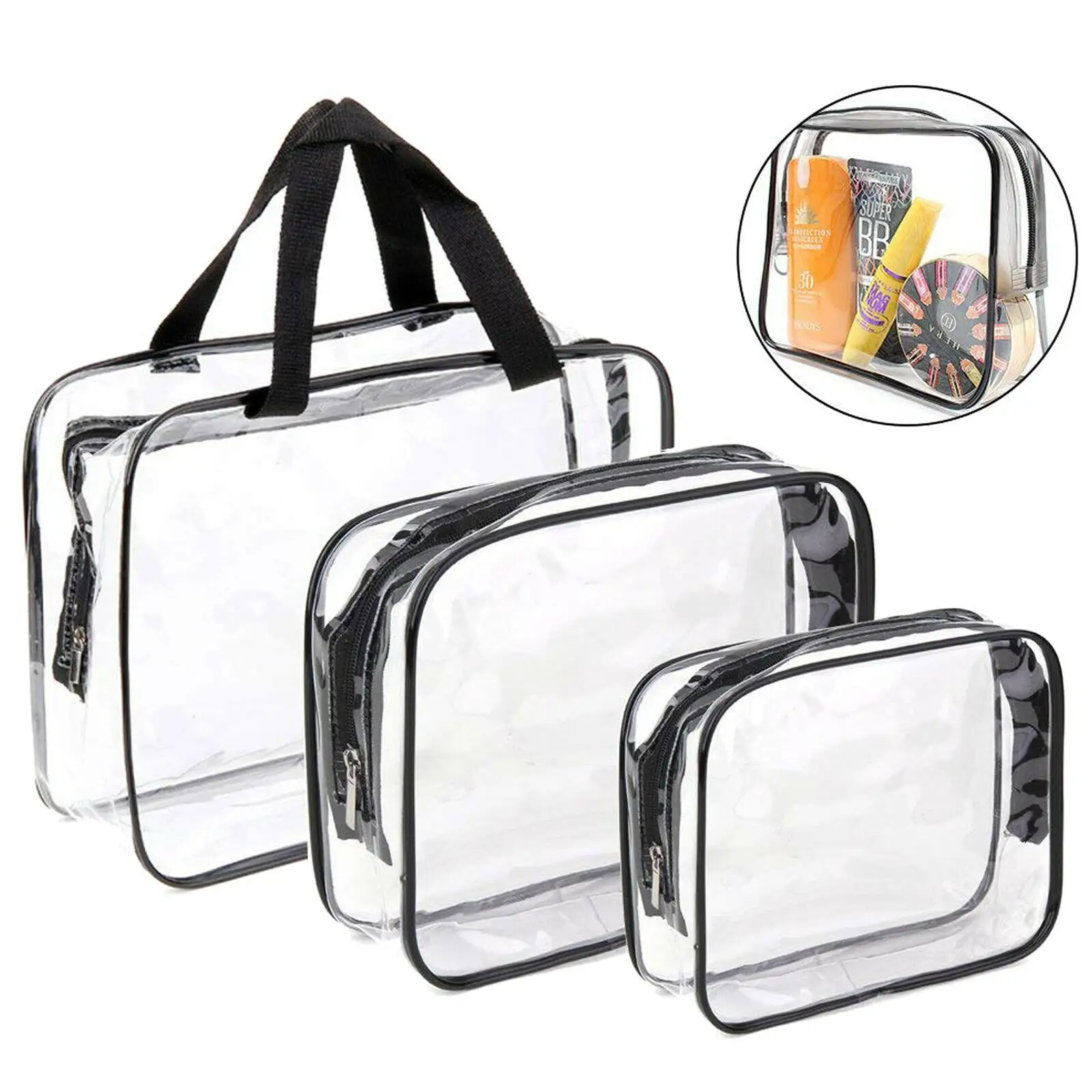 Toiletry Bags 3 in 1 Gift Makeup Bags Cases Plastic Bag for Men&Women, Dust-Free