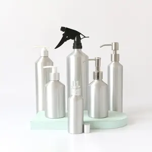 Metal aluminum can bottle 100ml 250ml 350ml 500ml white black aluminum spray pump cosmetic bottle screw cap