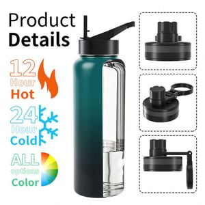 Bouteilles isothermes portables en gros pour boissons, gourdes de sport en acier inoxydable pour l'extérieur avec logo personnalisé - Product Image 4