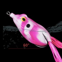 Leurre grenouille en silicone ultra souple de 2,4 pouces, 12g, 6 couleurs, avec hameçons barbelés et jupe en caoutchouc, pour la pêche en surface aux poissons-serpents