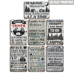 Letrero Metálico Retro Estilo Madera Envejecida con Tienda de Campaña: <span class=keywords><strong>No</strong></span> Necesito Terapia, Solo Necesito Ir de Camping - Product Image 1
