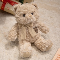 Boneka Beruang Teddy Berbulu Lembut, Boneka Beruang Duduk dengan Dasi Kupu-kupu, Hiasan Tag Beruang untuk Hadiah Ulang Tahun Anak-anak di Hari Valentine
