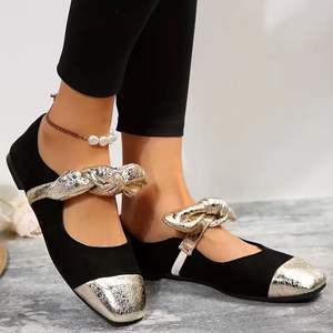 Chaussures <span class=keywords><strong>bateau</strong></span> plates pour femme, grande taille, style mode, à nœud, en PU, à semelle plate, couleur unie, pour l'automne - Product Image 4