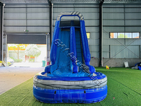Toboggan aquatique gonflable bleu de 20 pieds, installations d'amusement aquatique commerciales