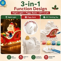 3-in-1 Weihnachtsmann-Schlitten DIY Malset Spardose Nachtlicht Kreatives Kinder-Bastelset Weihnachtsdekoration Geschenk Feiertags-Kunstspielzeug
