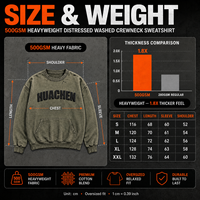 Luxuriöser 500gsm Schwergewichts-Sweatshirt für Herren Acid Wash Distressed Puff Print Streetwear Maßgeschneidertes Private Label Boxy Fit Rundhals-Sweatshirt