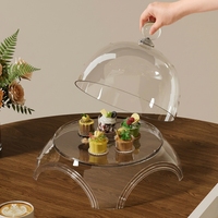 Dôme de service moderne en plastique transparent en forme de cloche, empilable, pour la conservation des aliments frais et la protection contre la poussière, idéal pour les boulangeries, les buffets et les présentations de mariage