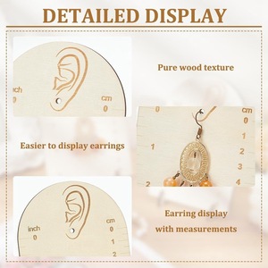 Cross-border earring measuring display stand, wooden earring holder, DIY earring storage <b>frame</b>, <b>arched</b> earring measuring rack - Product Image 2