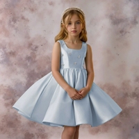 Robe de princesse en satin pour filles, élégante, sans manches, ornée de perles, robe de fête en polyester pour l'été, pour anniversaire et Noël