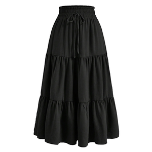 Damen <span class=keywords><strong>Midirock</strong></span> Eleganter Blumen rock Hohe Taille A-Linie Röcke <span class=keywords><strong>Sommer</strong></span> Strand rock Freizeit rock Einfarbiger Rock - Product Image 1