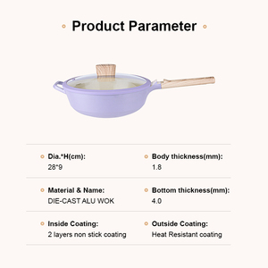 <span class=keywords><strong>Wok</strong></span> antiadhésif et poêle à frire avec <span class=keywords><strong>wok</strong></span> sain en aluminium moulé sous pression résistant aux rayures avec couvercle autoportant - Product Image 5