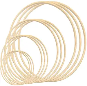 Tailai 8inch Wooden Bamboo Floral Hoops Wreath Rings for Making Wedding Wreath Decor and Wall Hanging Craft