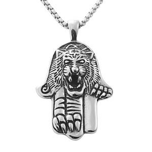 Colgante de Mano de Buda Tigre, Collar de Acero Inoxidable para Hombre, Estilo Punk Retro, Joyería de Moda con Forma de Animal 19065 - Product Image 5