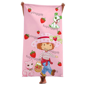 Fragole Vintage con cartoni animati Shortcakes <span class=keywords><strong>asciugamani</strong></span> da bagno per ragazza carina morbidi oversize a prova di sabbia a prova di sabbia per bambini Poncho telo da mare - Product Image 3