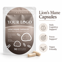 Capsules de champignon Crinière de lion sous marque privée, Hericium Erinaceus, Complément alimentaire quotidien à base de champignons, Fabricants OEM ODM