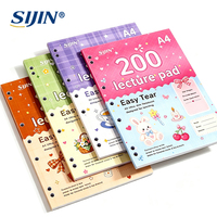 Bloc-notes de cours A4 Premium Singapour 200 pages, ligné, facile à déchirer, perforé 3 trous, pour l'école et les études