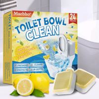 Tablettes nettoyantes jetables pour cuvettes de toilettes OEM, 24 pièces, parfum citron, éliminateur de taches profondes, décontamination, rafraîchissement, protection domestique