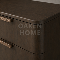 Commode OAKEN à 6 tiroirs en bois massif, design minimaliste, style européen moderne, pour chambre à coucher, salon et mobilier de maison