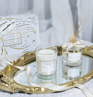 Luxuriöses Platin-Schwarz-Gold 100ml Raumduft-Diffusor 100g Kerze Aromatherapie Geschenkbox-Set Handgefertigt Umweltfreundlich Zuhause Feiertagsgeschenk