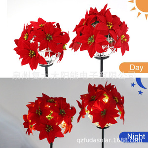 Luces Solares de Jardín con Forma de Flor de Poinsettia, Lámpara de Estaca LED para Exteriores con Panel Solar, Resistente al Agua, para Decoración de Jardín - Product Image 3