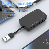 Tarjeta de acceso común superrápida 6 en 1 USB A CAC, tarjeta SIM de ID IC ATM, lector de tarjetas de memoria MS + M2 + SD/TF2.0 para Windows Linux