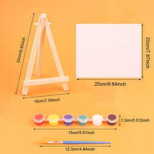 Juego de pintura de arte con 16 juegos (caballetes de madera, 2 pinceles, tableros de lienzo y <span class=keywords><strong>12</strong></span> pinturas) Kit de pintura para niños y adultos Fiesta de pintura - Product Image 5
