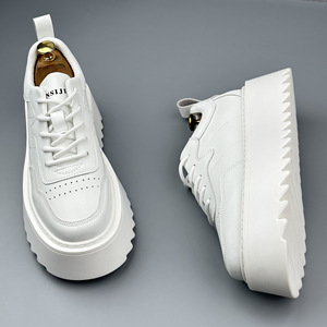 Chaussures de skate décontractées pour hommes, nouvelle collection automne, en cuir synthétique, à semelle épaisse, rehaussantes, respirantes, à lacets - Product Image 3