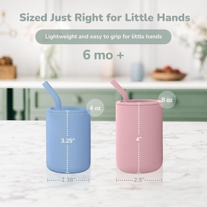 Unbreakable Infant Silicone Tumbler Baby Drinking Training <b>Cup</b> Baby Sippy <b>Cup</b> Kid Tumbler with <b>Straw</b> and Handle - Product Image 2