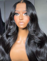 Pelucas de Cabello Humano Ondulado, 100% Cabello Humano Indio Virgen, Pelucas con Frente de Encaje HD 13*4, Pelucas sin Pegamento de Alta Densidad para Mujeres Negras