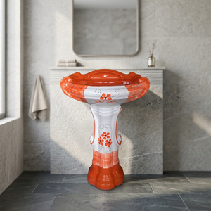 Vasque de salle de bain en granit à surface solide avec piédestal intégral, moderne et autoportante – Offre Spéciale - Product Image 5