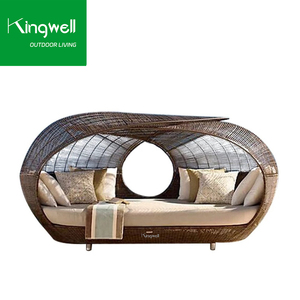 Premium <span class=keywords><strong>Hotel</strong></span> Muebles de exterior Diseño ligero de lujo con <span class=keywords><strong>Nido</strong></span> de Pájaro redondo en forma de ratán tejido Patio Jardín Daybed - Product Image 3