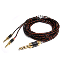Câble audio-vidéo auxiliaire amélioré, souple, DIY, OEM, en argent pur, 6,35 mm, 2x3,5 mm, mâle-mâle, stéréo, pour écouteurs, haut-parleur/microphone