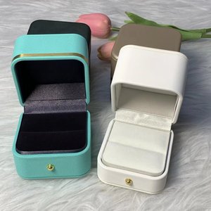Modern Rectangular <b>Jewelry</b> Box With Magnetic Snap Closure Lined Interior For Storage White And Teal Colors - Product Image 1