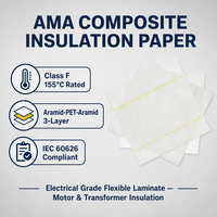 Papel Aislante Personalizado 6642 AMA, Compuesto de Aramida y PET, Clase F 155C, Flexible, para Aislamiento de Transformadores y Motores